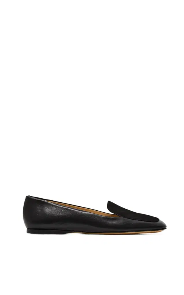 Gabriela Hearst Aveda Flat Loafer in Black Leather & Suede