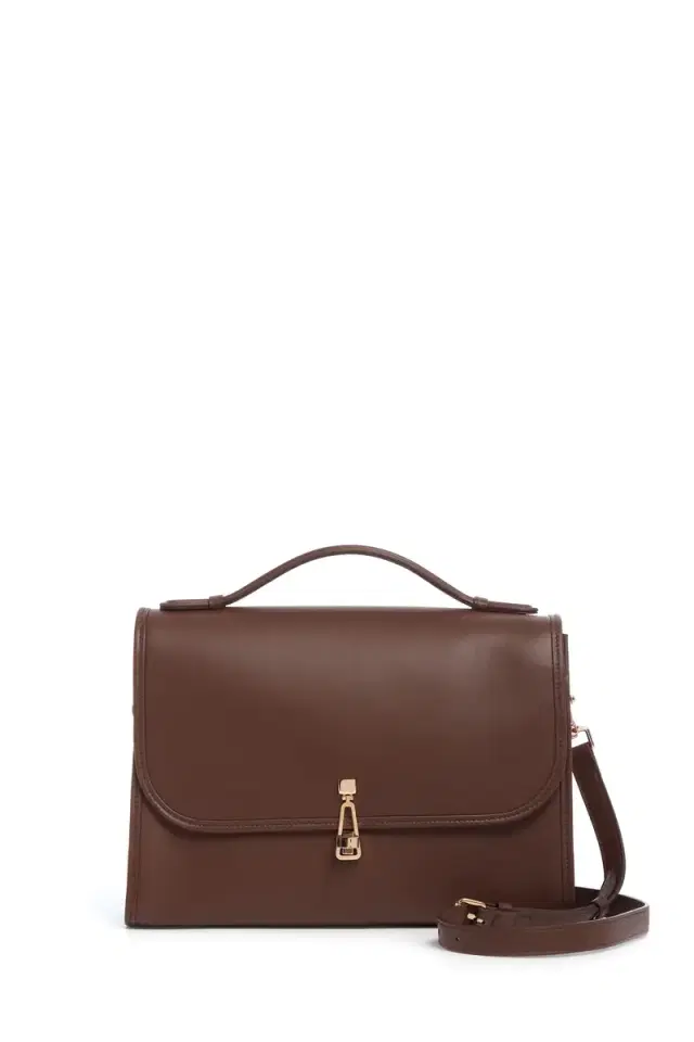 Gabriela Hearst Large Leonora Flap Bag in Chocolate Leather
