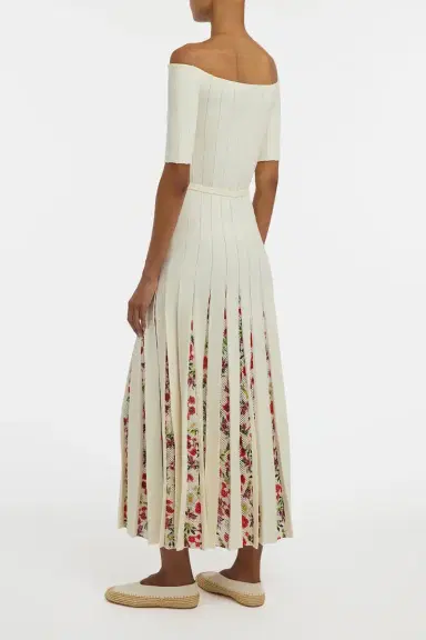 Gabriela Hearst Kurt Knit Pleated Maxi Dress in White Multi Merino Wool | Thumbnail 5