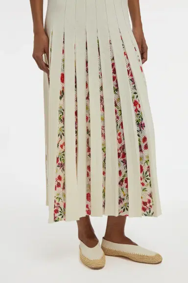 Gabriela Hearst Kurt Knit Pleated Maxi Dress in White Multi Merino Wool | Thumbnail 7