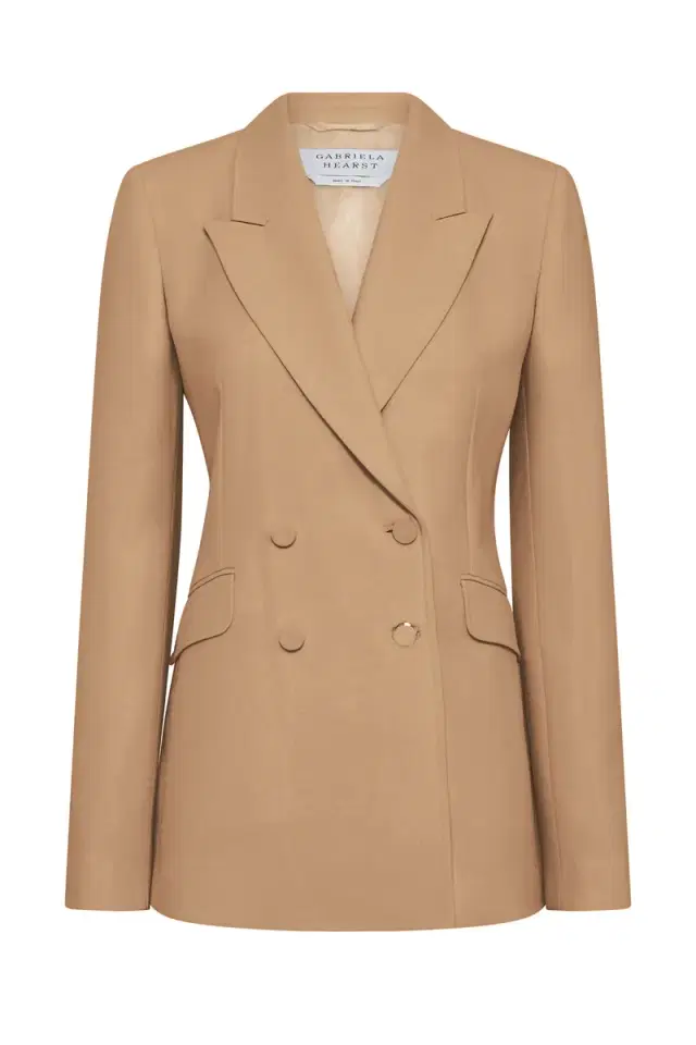 Gabriela Hearst Stephanie Blazer in Camel Virgin Wool Crepe