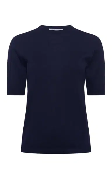 Gabriela Hearst Brunner Knit T-Shirt in Dark Navy Cashmere Silk | Thumbnail 1 Gabriela Hearst Brunner Knit T-Shirt in Dark Navy Cashmere Silk | Thumbnail 1