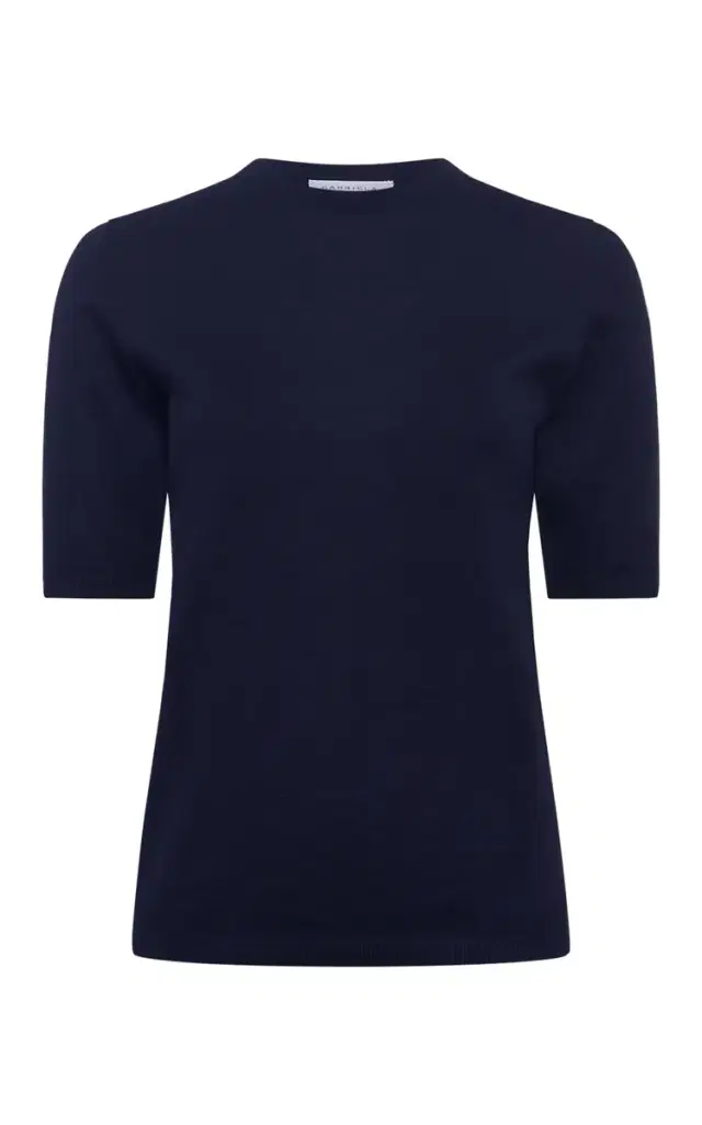 GABRIELA HEARST Brunner Knit T-Shirt in Dark Navy Cashmere Silk