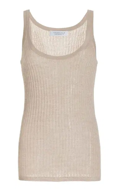Gabriela Hearst Nevin Pointelle Knit Tank Top in Oatmeal Cashmere Silk | Thumbnail 1 Gabriela Hearst Nevin Pointelle Knit Tank Top in Oatmeal Cashmere Silk | Thumbnail 1