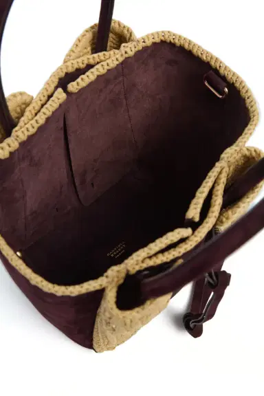 Gabriela Hearst Small Marija Tote Bag in Bordeaux Suede & Raffia | Thumbnail 5 Gabriela Hearst Small Marija Tote Bag in Bordeaux Suede & Raffia | Thumbnail 5