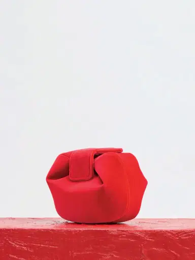 Gabriela Hearst Soft Demi Clutch in Scarlet Red Cotton Velvet | Thumbnail 5 Gabriela Hearst Soft Demi Clutch in Scarlet Red Cotton Velvet | Thumbnail 5