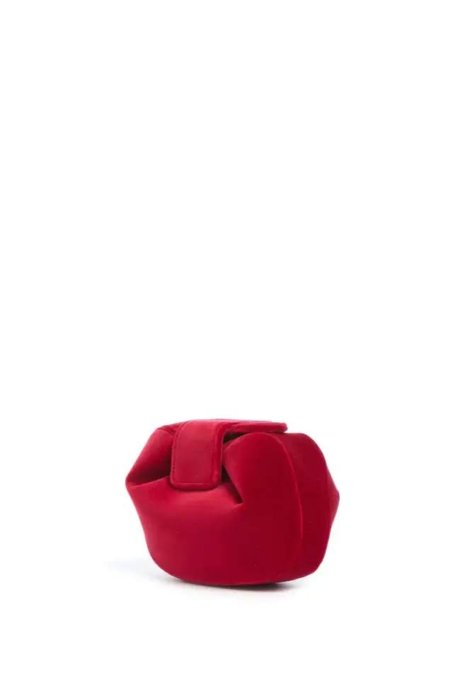 GABRIELA HEARST Soft Demi Clutch in Scarlet Red Cotton Velvet