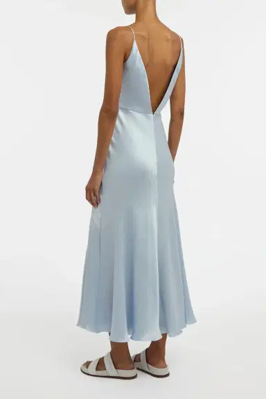 Gabriela Hearst Brigita Slip Dress in Light Blue Silk Satin | Thumbnail 4