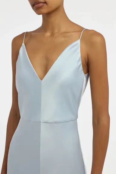 Gabriela Hearst Brigita Slip Dress in Light Blue Silk Satin | Thumbnail 5
