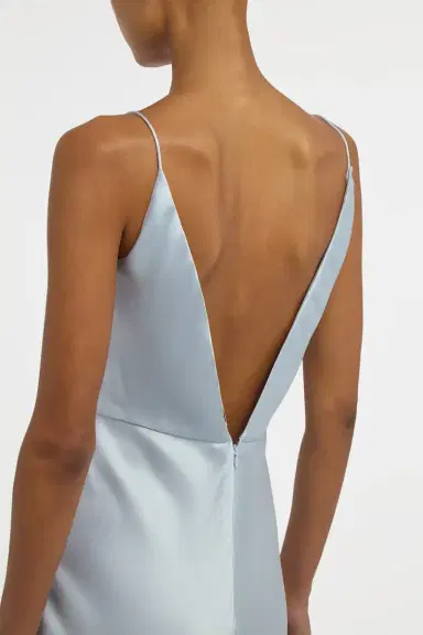 Gabriela Hearst Brigita Slip Dress in Light Blue Silk Satin | Thumbnail 6