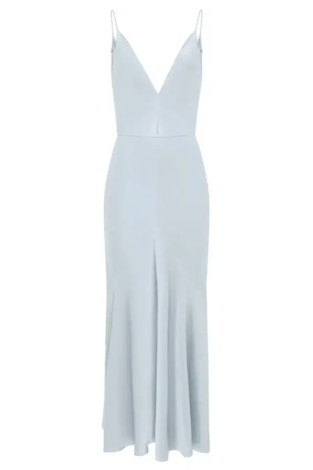 Gabriela Hearst Brigita Slip Dress in Light Blue Silk Satin