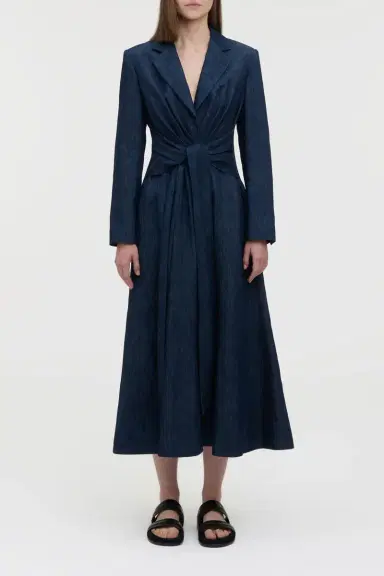 Gabriela Hearst Yunara Knotted Maxi Dress in Recycled Cotton Denim | Thumbnail 2 Gabriela Hearst Yunara Knotted Maxi Dress in Recycled Cotton Denim | Thumbnail 2
