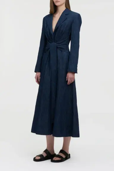 Gabriela Hearst Yunara Knotted Maxi Dress in Recycled Cotton Denim | Thumbnail 3 Gabriela Hearst Yunara Knotted Maxi Dress in Recycled Cotton Denim | Thumbnail 3