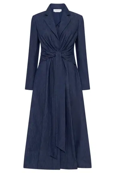 Gabriela Hearst Yunara Knotted Maxi Dress in Recycled Cotton Denim | Thumbnail 1 Gabriela Hearst Yunara Knotted Maxi Dress in Recycled Cotton Denim | Thumbnail 1