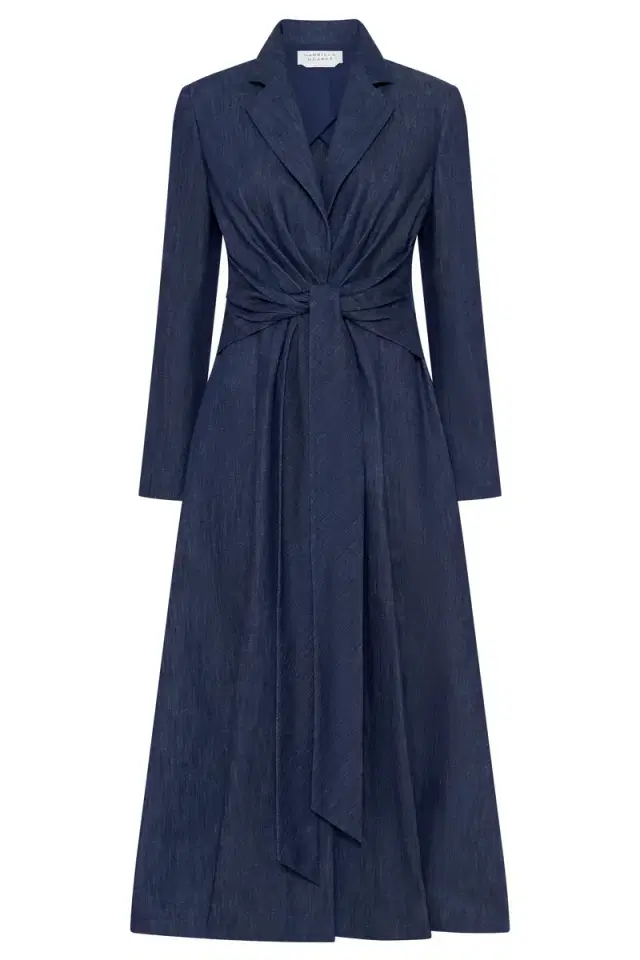 GABRIELA HEARST Yunara Knotted Maxi Dress in Recycled Cotton Denim