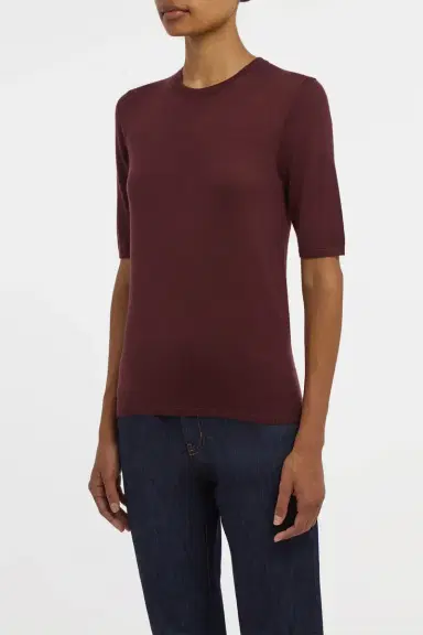 Gabriela Hearst Chryse Knit T-Shirt in Bordeaux Cashmere Silk with Hemp | Thumbnail 3 Gabriela Hearst Chryse Knit T-Shirt in Bordeaux Cashmere Silk with Hemp | Thumbnail 3