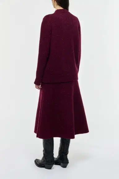 Gabriela Hearst Eden Knit Midi Skirt in Bordeaux Speckled Aran Cashmere | Thumbnail 5