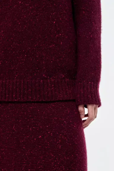 Gabriela Hearst Eden Knit Midi Skirt in Bordeaux Speckled Aran Cashmere | Thumbnail 6