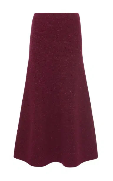 Gabriela Hearst Eden Knit Midi Skirt in Bordeaux Speckled Aran Cashmere | Thumbnail 1