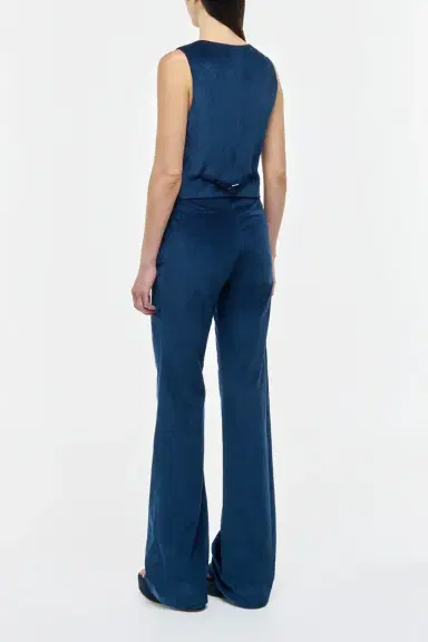 Gabriela Hearst Vesta Flare Pant in Electric Navy Sea Island Cotton Corduroy | Thumbnail 4 Gabriela Hearst Vesta Flare Pant in Electric Navy Sea Island Cotton Corduroy | Thumbnail 4