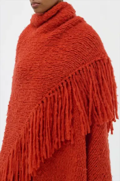 Gabriela Hearst Lauren Knit Wrap in Antelope Orange Welfat Cashmere | Thumbnail 2 Gabriela Hearst Lauren Knit Wrap in Antelope Orange Welfat Cashmere | Thumbnail 2