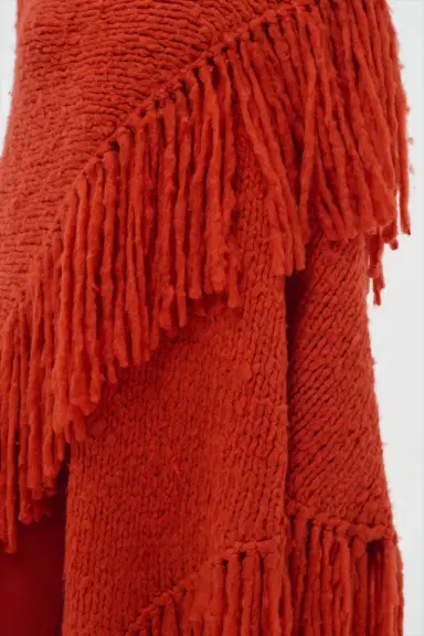 Gabriela Hearst Lauren Knit Wrap in Antelope Orange Welfat Cashmere | Thumbnail 3 Gabriela Hearst Lauren Knit Wrap in Antelope Orange Welfat Cashmere | Thumbnail 3
