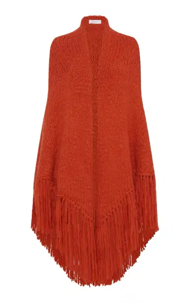 Gabriela Hearst Lauren Knit Wrap in Antelope Orange Welfat Cashmere | Thumbnail 1 Gabriela Hearst Lauren Knit Wrap in Antelope Orange Welfat Cashmere | Thumbnail 1