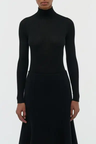 Gabriela Hearst Peppe Knit Turtleneck in Black Cashmere Silk | Thumbnail 2 Gabriela Hearst Peppe Knit Turtleneck in Black Cashmere Silk | Thumbnail 2