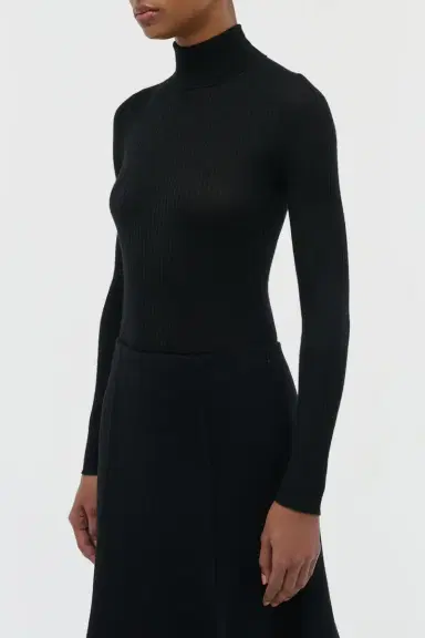Gabriela Hearst Peppe Knit Turtleneck in Black Cashmere Silk | Thumbnail 3 Gabriela Hearst Peppe Knit Turtleneck in Black Cashmere Silk | Thumbnail 3