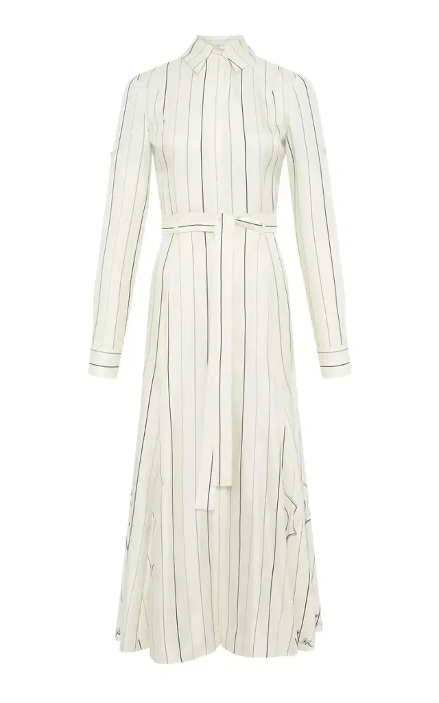 Gabriela Hearst Galway Shirtdress in  Multi Pinstripe Silk Twill