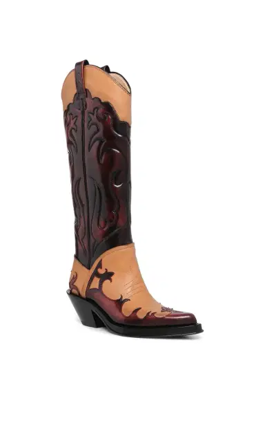 Gabriela Hearst Capitana Cowboy Boot in Light Brown & Red Pearlized Leather | Thumbnail 2 Gabriela Hearst Capitana Cowboy Boot in Light Brown & Red Pearlized Leather | Thumbnail 2