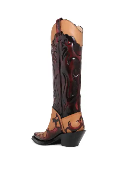 Gabriela Hearst Capitana Cowboy Boot in Light Brown & Red Pearlized Leather | Thumbnail 3 Gabriela Hearst Capitana Cowboy Boot in Light Brown & Red Pearlized Leather | Thumbnail 3