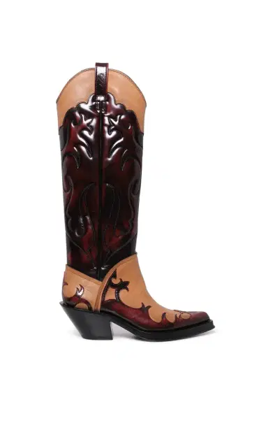 Gabriela Hearst Capitana Cowboy Boot in Light Brown & Red Pearlized Leather | Thumbnail 1 Gabriela Hearst Capitana Cowboy Boot in Light Brown & Red Pearlized Leather | Thumbnail 1