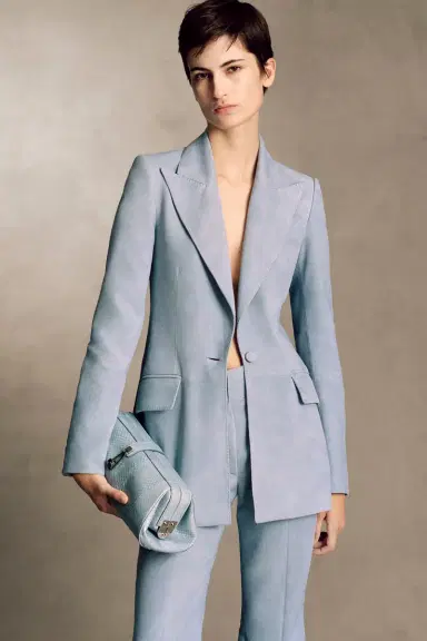 Gabriela Hearst Leiva Blazer in Light Blue Suede | Thumbnail 2 Gabriela Hearst Leiva Blazer in Light Blue Suede | Thumbnail 2