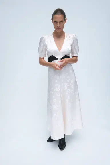 Gabriela Hearst Larkin Maxi Dress in & Black Embroidered Silk | Thumbnail 2