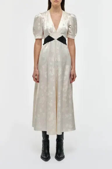 Gabriela Hearst Larkin Maxi Dress in & Black Embroidered Silk | Thumbnail 3