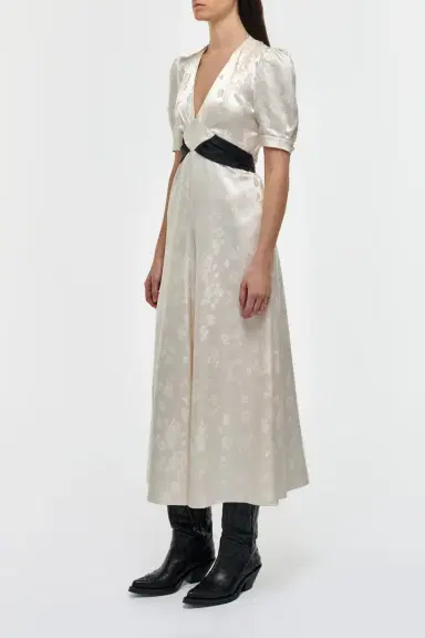Gabriela Hearst Larkin Maxi Dress in & Black Embroidered Silk | Thumbnail 4