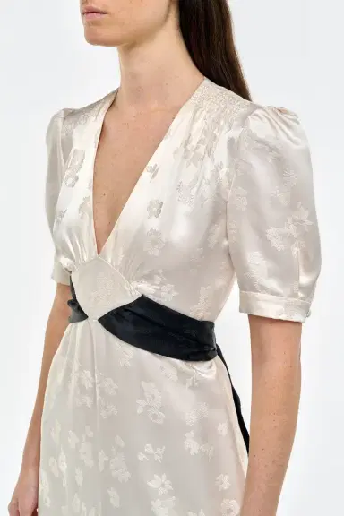 Gabriela Hearst Larkin Maxi Dress in & Black Embroidered Silk | Thumbnail 6