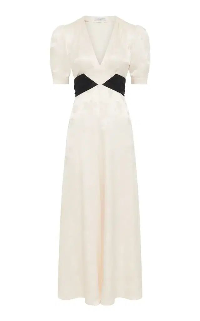 Gabriela Hearst Larkin Maxi Dress in  & Black Embroidered Silk