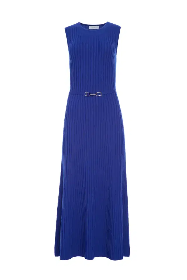 GABRIELA HEARST Meier Knit Midi Dress in Cobalt Merino Wool Cashmere