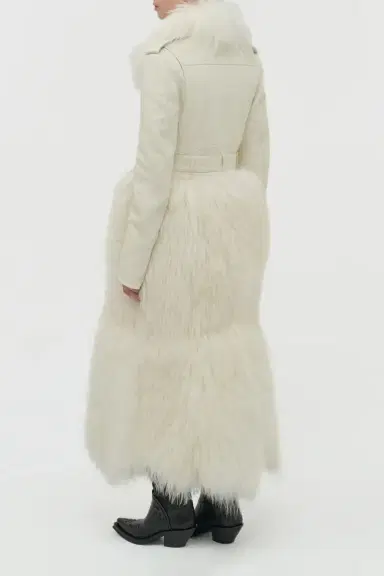 Gabriela Hearst Brymwylf Convertible Coat in White Textured Leather & Cashmere Shearling | Thumbnail 3 Gabriela Hearst Brymwylf Convertible Coat in White Textured Leather & Cashmere Shearling | Thumbnail 3