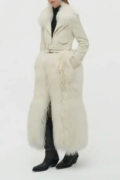 Gabriela Hearst Brymwylf Convertible Coat in White Textured Leather & Cashmere Shearling | Thumbnail 4 Gabriela Hearst Brymwylf Convertible Coat in White Textured Leather & Cashmere Shearling | Thumbnail 4