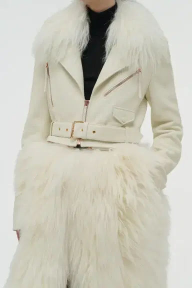 Gabriela Hearst Brymwylf Convertible Coat in White Textured Leather & Cashmere Shearling | Thumbnail 6 Gabriela Hearst Brymwylf Convertible Coat in White Textured Leather & Cashmere Shearling | Thumbnail 6