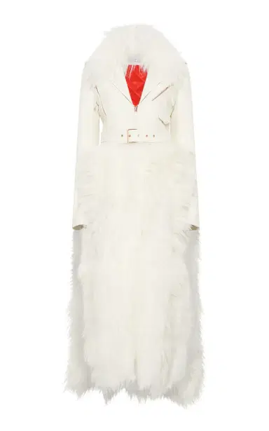 Gabriela Hearst Brymwylf Convertible Coat in White Textured Leather & Cashmere Shearling | Thumbnail 1 Gabriela Hearst Brymwylf Convertible Coat in White Textured Leather & Cashmere Shearling | Thumbnail 1