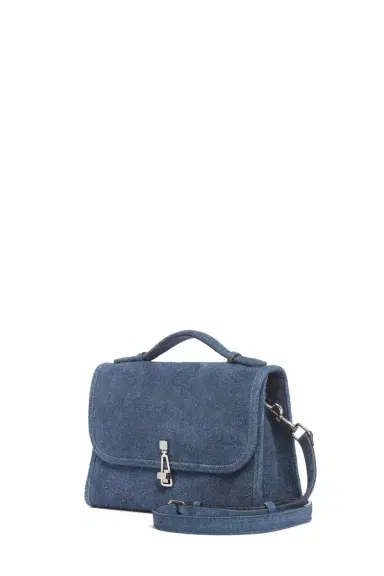 Gabriela Hearst Medium Leonora Flap Bag in Light Blue Suede Denim | Thumbnail 2 Gabriela Hearst Medium Leonora Flap Bag in Light Blue Suede Denim | Thumbnail 2