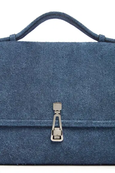 Gabriela Hearst Medium Leonora Flap Bag in Light Blue Suede Denim | Thumbnail 4 Gabriela Hearst Medium Leonora Flap Bag in Light Blue Suede Denim | Thumbnail 4