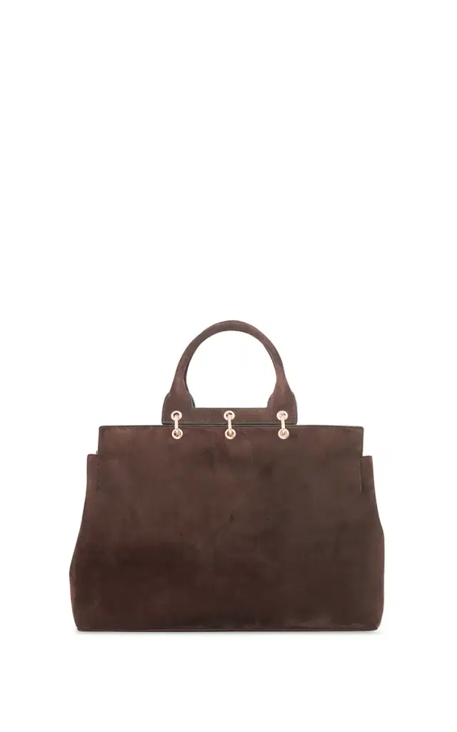 GABRIELA HEARST Large Amethyst Tote Bag in Dark Brown Suede
