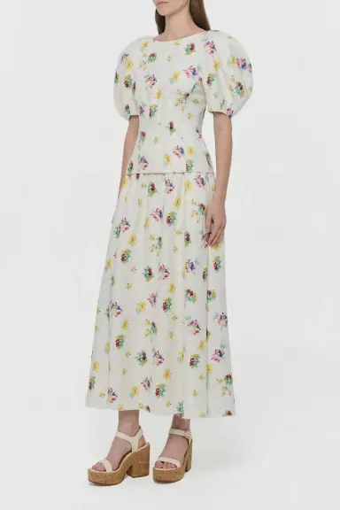 Gabriela Hearst Ayelet Puff Sleeve Mia's Flowers Top in Multi Printed Linen Twill | Thumbnail 3 Gabriela Hearst Ayelet Puff Sleeve Mia's Flowers Top in Multi Printed Linen Twill | Thumbnail 3