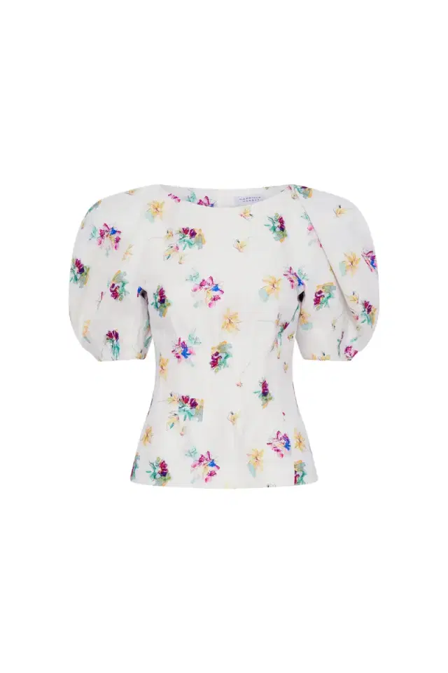 Gabriela Hearst Ayelet Puff Sleeve Mia's Flowers Top in  Multi Printed Linen Twill