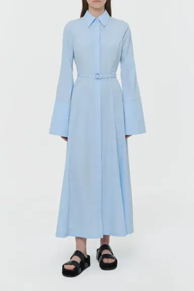 Gabriela Hearst Carmina Maxi Shirtdress in Light Blue Sea Island Cotton | Thumbnail 2